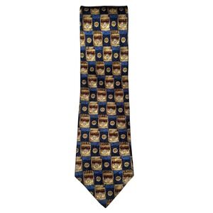 Studio Fumagalli's Silk Necktie‎ Blue Gold Patterned Italy Made Men's Tie A20G